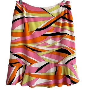 Talbots Colorful Silk Pop Art Skirt 10 Petite EUC